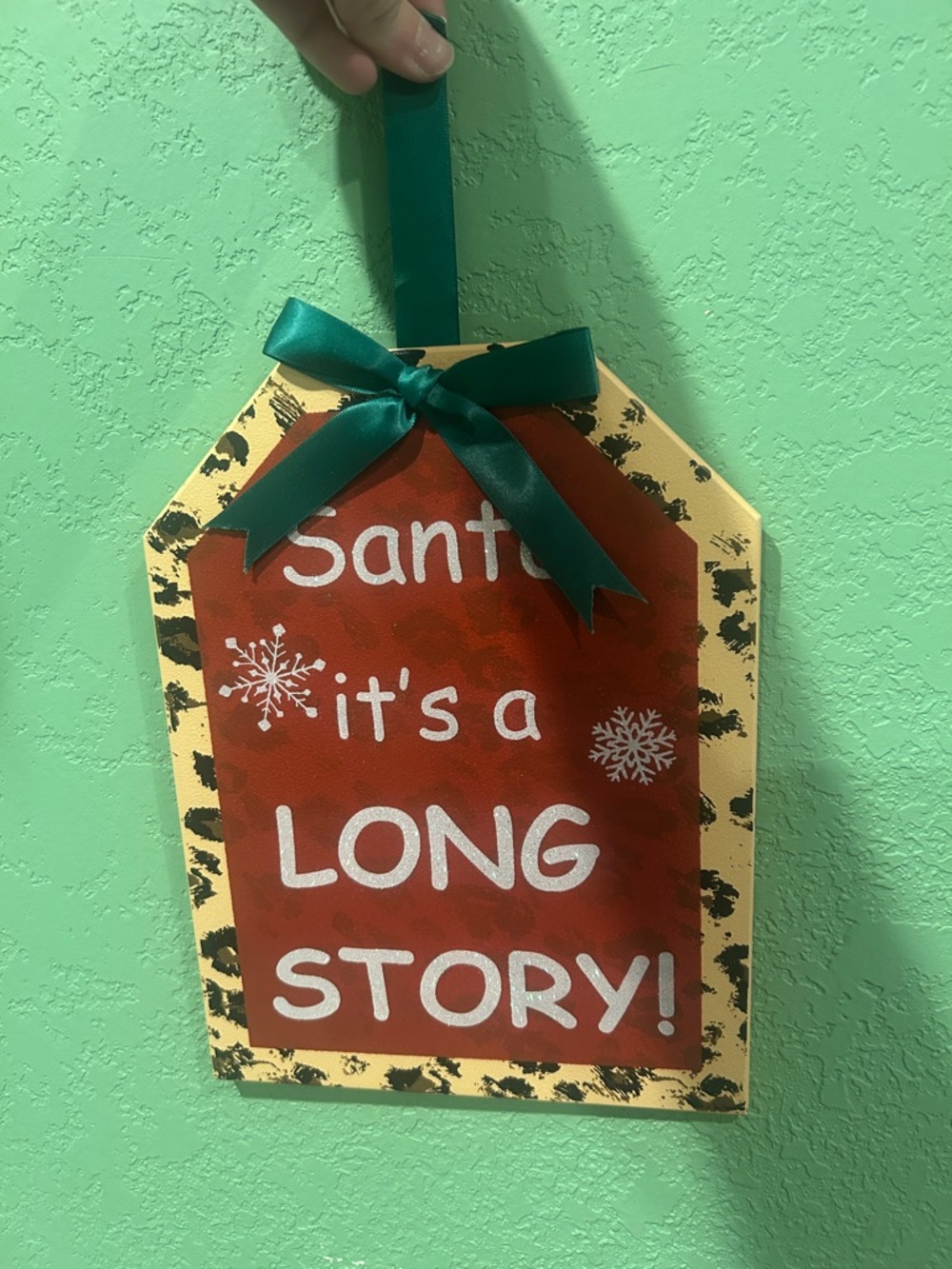 Holiday Wall Plaque - Red "Santa It's a Long Story"